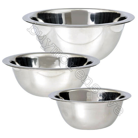Mixing Bowl 1 To 3 Pc Stainless Steel Kitchen Cook Bakeware Food Serving 3 Sizes