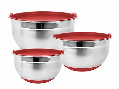Premium Stainless Steel Mixing Bowls With Lids And Non-slip Base (set Of 3)