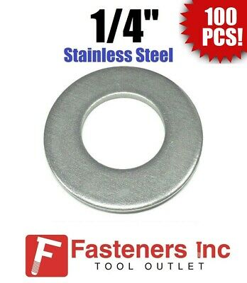(100) 1/4" Stainless Steel Flat Washers (18-8 Stainless) 5/8" Od / .037 Thick