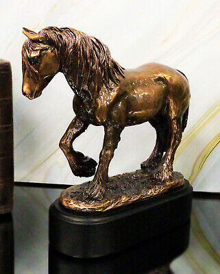 Rustic Western Clydesdale Tinker Mare Horse Pony Figurine With Trophy Base