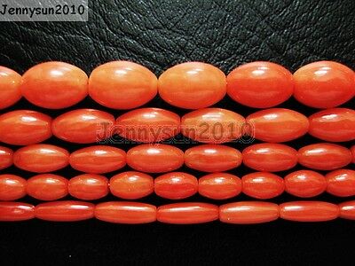 Natural Coral Gemstone Rice Loose Beads Orange 16'' Inches Strand