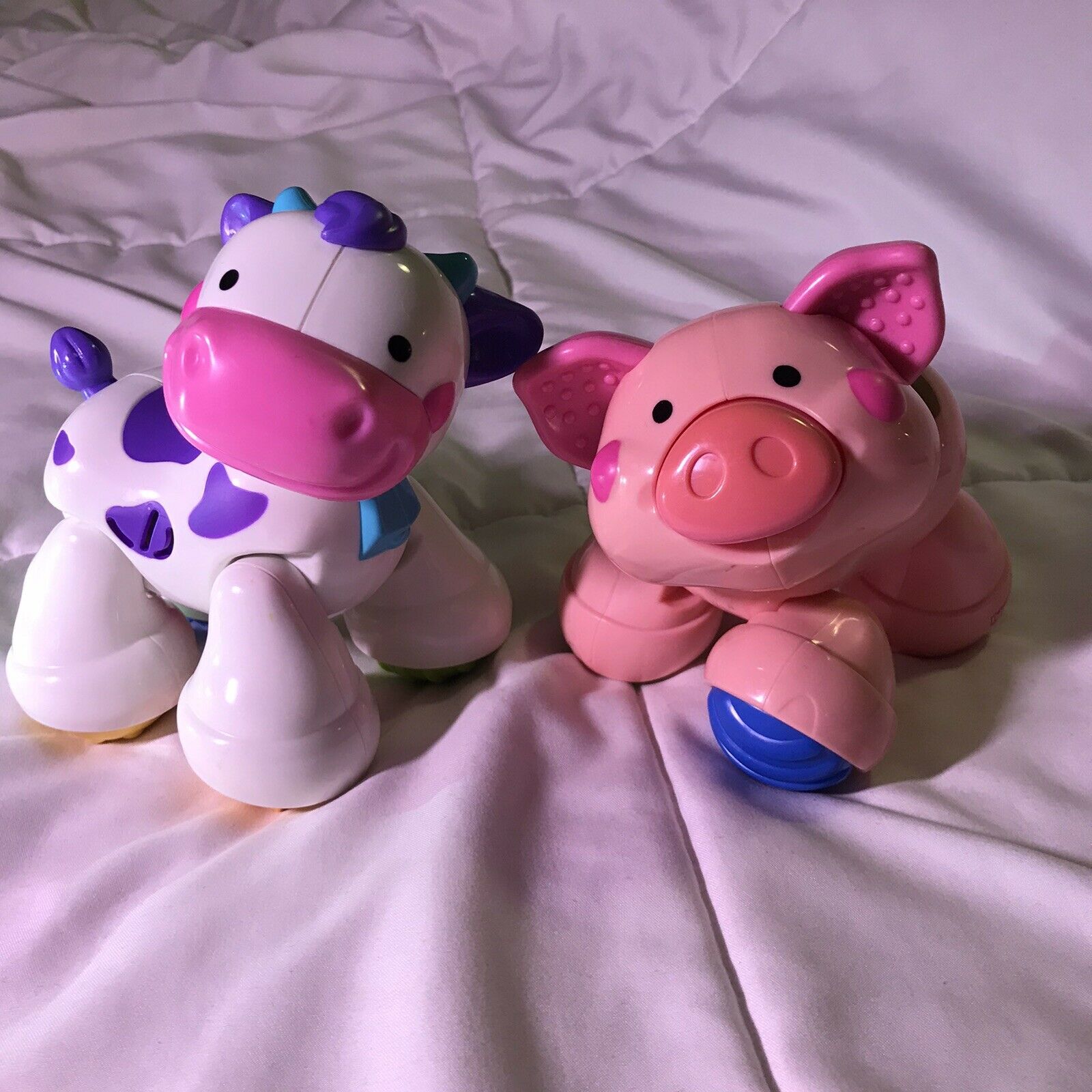 Fisher Price Amazing Animals Pig & Purple Cow Farm Sensory Toddler Toys